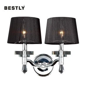 Moderní nástěnná lampa s látkovým stínidlem-2 světla